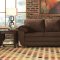Brown Micro Suede Contemporary Living Room w/Wooden Legs