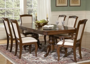 Cherry Finish Double Pedestal Formal Dining Table w/Options [LFDS-908-DR-T4496]