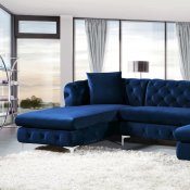 Gail Sectional Sofa 664 in Navy Velvet Fabric by Meridian