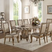 Orianne Dining Table 63790 in Antique Gold by Acme w/Options