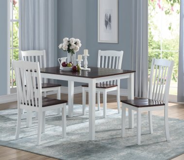 Green Leigh Dining Room 5Pc Set 77075 in White & Walnut by Acme