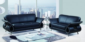 U559 Black Leather Living Room Sofa w/Curved Arms [GFS-U559-BL]