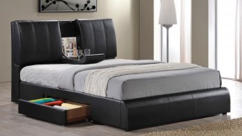 21270 Kofi Upholstered Bed in Black Leatherette by Acme [AMB-21270 Kofi]