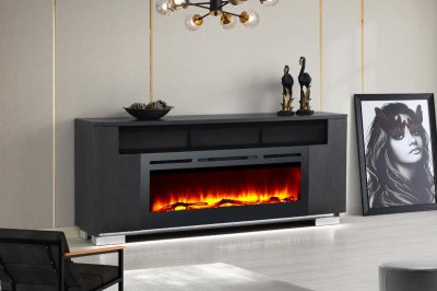 Haley Electric Fireplace Media Console in Gray by Dimplex