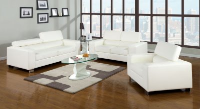 Makri Sofa CM6336WH in White Bonded Leather Match w/Options