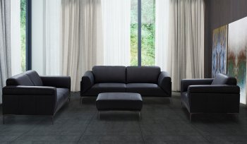 Knight Sofa in Black Leather by J&M w/Options [JMS-Knight]