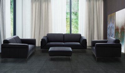 Knight Sofa in Black Leather by J&M w/Options