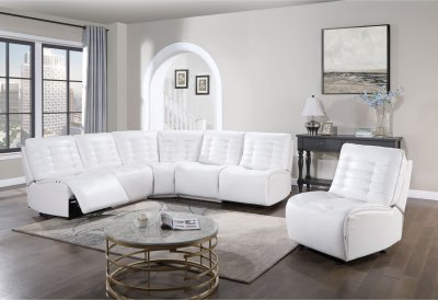 U6066 Modular Power Motion Sectional Sofa Blanche White- Global