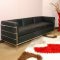 Black Leather Le Corbusier Style Modern 4PC Living Room Set