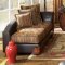 Brown Prints/Dark Brown Faux Leather Classic Living Room Sofa
