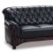 Black Leather Classic Living Room Sofa W/Button-Tufted Backs