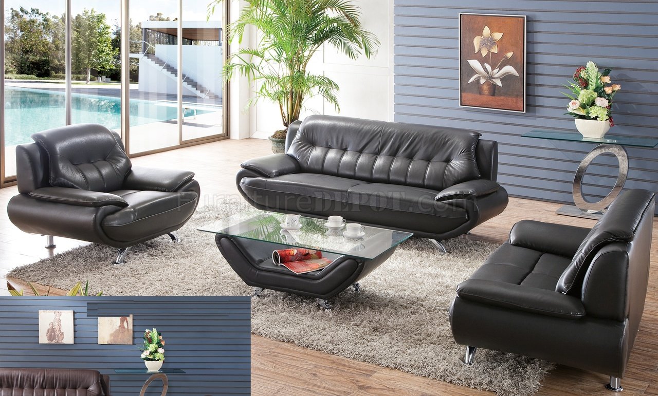 SP819B Sofa in Black Bonded Leather by Pantek w/Options - Click Image to Close