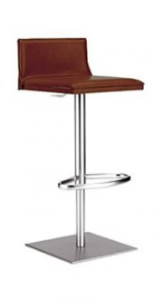 Brown or Beige Faux Leather Contemporary Metal Base Bar Stool