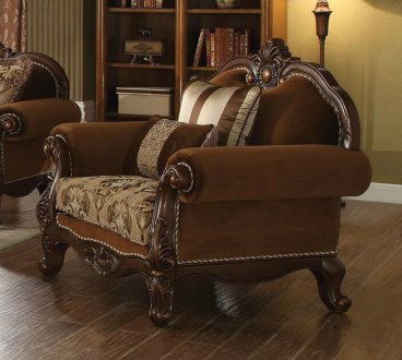 Jardena Chair 50657 in Chestnut Fabric by Acme w/Options