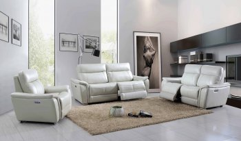 1705 Power Reclining Sofa in Light Grey Leather by ESF w/Options [EFS-1705 Light Grey]