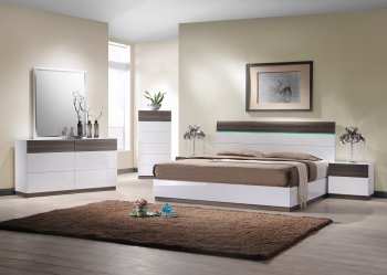 Sanremo B Bedroom in White & Walnut by J&M w/Optional Casegoods [JMBS-Sanremo B]