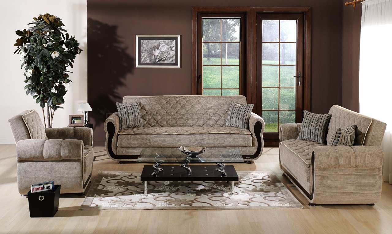 Argos Zilkade Brown Fabric Sofa Bed & Loveseat Set - Click Image to Close