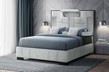 Oscar Upholstered Bed in Gray Fabric by Global [GFB-Oscar Gray]