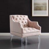 Proverbial Accent Chair in Pink Velvet by Modway