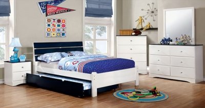 Kimmel CM7626BL 4Pc Kids Bedroom Set in White/Blue w/Options