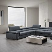 Kobe Sectional Sofa in Blue Gray Premium Leather by J&M