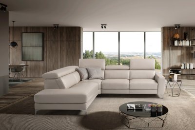 Point Sectional Sofa in Iris Leather by ESF