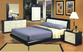 Two-Tone Cappuccino & White Contemporary Bedroom w/Platform Bed [CRBS-184-3990]