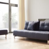 Supremax DEL Sofa Bed in 528 Mixed Blue w/Chrome Steel Legs