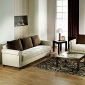 Beige Fabric Elegant Living Room w/Sleeper Couch and Storage