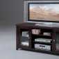 Espresso Finish Modern TV Stand w/Framed Glass Doors