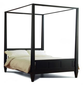 Dark Cappuccino Finish Contemporary Bed With Bedposts