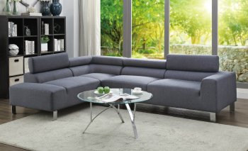 F7315 Sectional Sofa in Blue-Grey Fabric by Boss [PXSS-F7315 Blue-Grey]