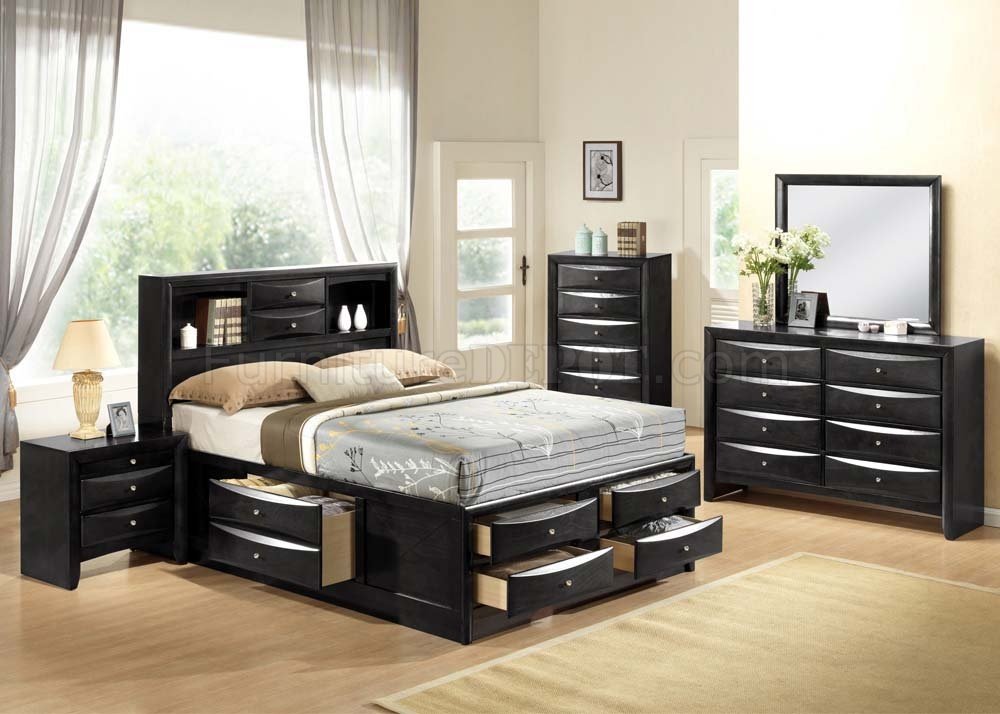 21610 Ireland Bedroom in Black by Acme w Platform Bed amp Options