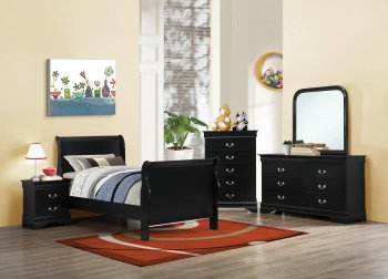 Louis Philippe Kids Bedroom 4Pc Set 203961 in Black by Coaster [CRKB-203961 Louis Philippe]