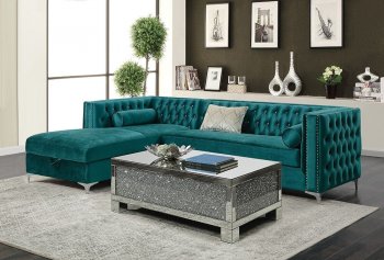 Bellaire Sectional Sofa 508380 in Teal Velvet Fabric by Coaster [CRSS-508380-Bellaire]