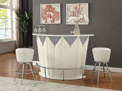 Sphaerio Bar Table 72360 in Ivory PU by Acme w/Options