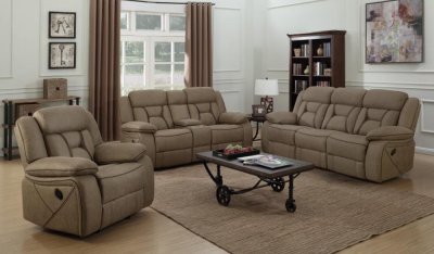 Houston Motion Sofa 602264 in Tan Leatherette by Coaster