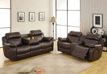Marille Motion Sofa 9724BRW - Dark Brown - Homelegance w/Options [HES-9724BRW Marille]