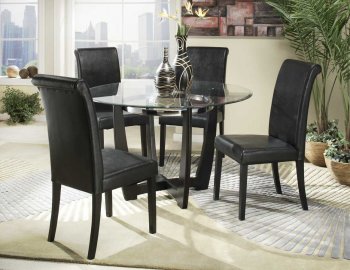 Ebony Finish Modern Round Clear Glass Top 5Pc Dining Set [HEDS-722-48-Sierra]