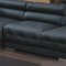 Black Bonded Leather Modern Sectional Sofa w/Adjustable Headrest