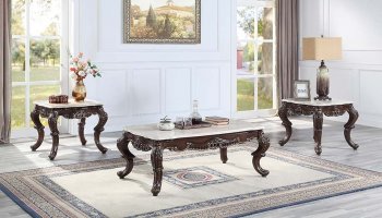 Benbek Coffee Table Antique Oak by Acme w/Marble Top & Options [AMCT-LV00812 Benbek]