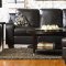 Black Bonded Leather Modern Living Room Sofa w/Sloped Arms