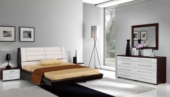 White and Brown Bedroom w/Padded Headboard & Optional Items [EFBS-Roma]