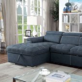 Patty Sectional Sofa w/Sleeper CM6514BL in Blue Gray Fabric