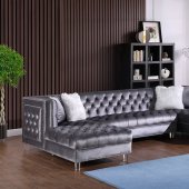 FD161 Sectional Sofa in Gray Velvet by FDF w/Acrylic Legs