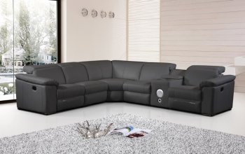 8199 Sectional Sofa in Black Bonded Leather by American Eagle [AESS-8199 Black]