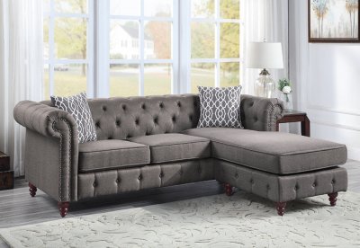 Waldina Sectional Sofa LV00499 in Brown Fabric by Acme