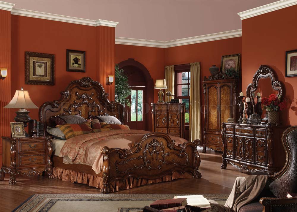Dresden 12140 Bedroom in Cherry by Acme w/Optional Case Goods - Click Image to Close