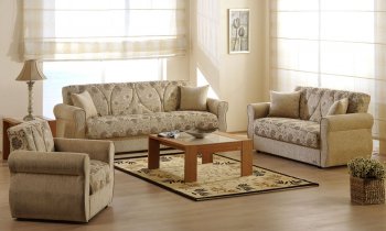 Beige Chenille Fabric Living Room Sleeper Sofa w/Storage [IKSB-MELODY-Yasemin Beige]