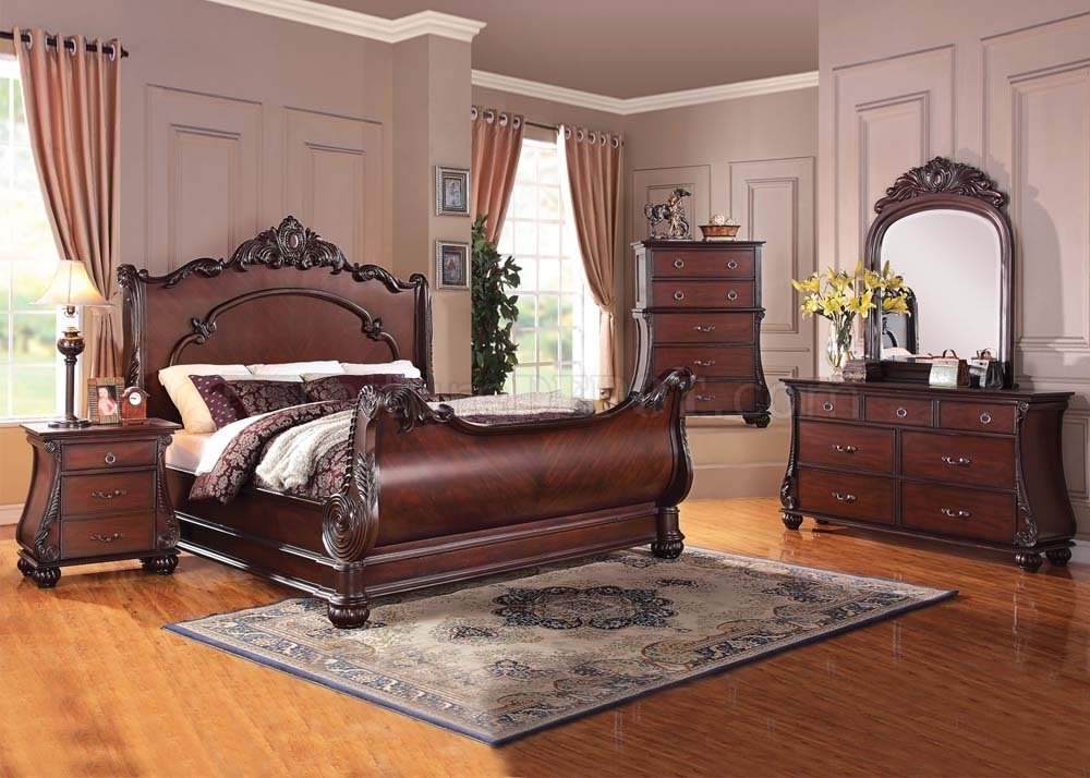 22360 Abramson Bedroom in Cherry by Acme w/Options - Click Image to Close